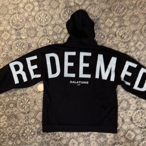 NWT redeemed black Glo Zip-Up Hoodie gods love overcomes